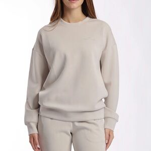 LUXE SUEDED DOUBLE KNIT CREWNECK SWEATSHIRT IN BONE - LARGE